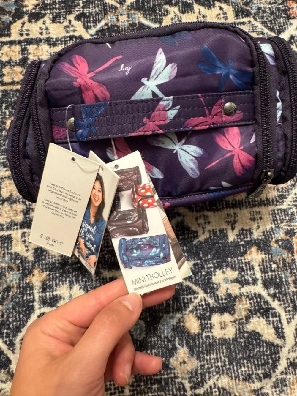 Lug Mini Trolley Cosmetic Case Dragonfly Print Travel Toiletry Organizer NWT